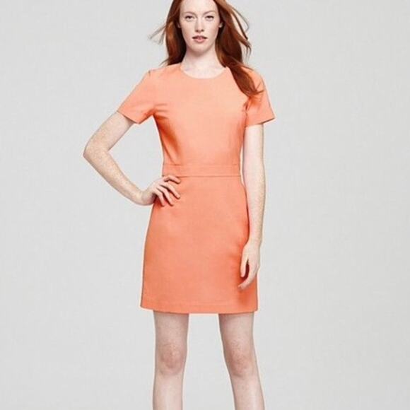 THEORY Inessa Jubilee Peach Coral Pink Gold Zipper Form Fitting Size 4 Mini - Picture 1 of 9